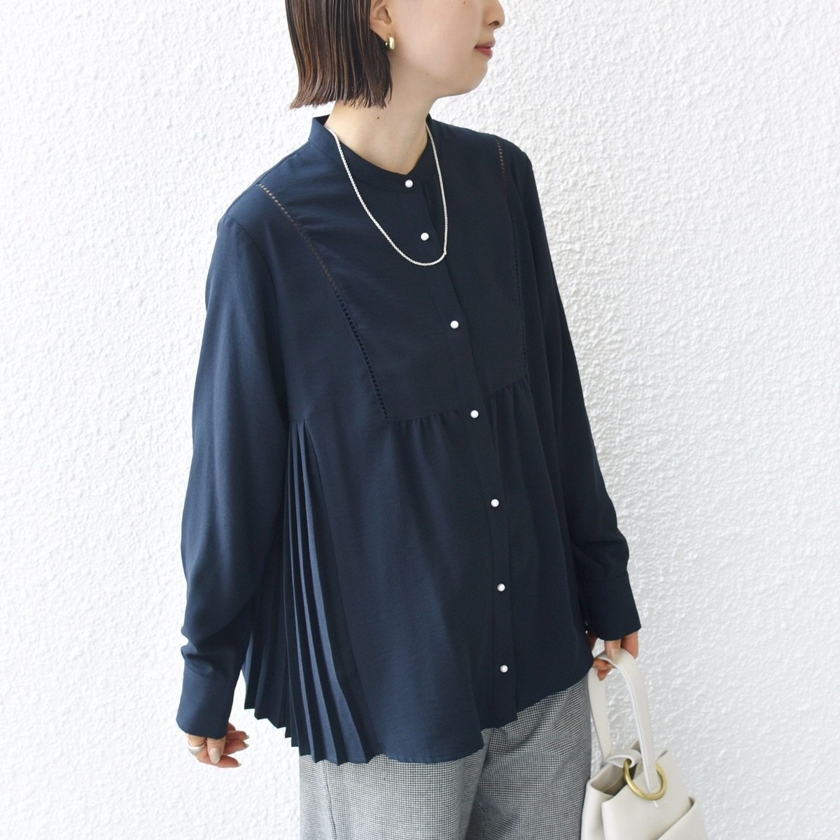 SHIPS ネック ギャザー ソリッド ブラウス SHIPS ブラウス シャツ 「手洗い可能」ネック ギャザー ソリッド