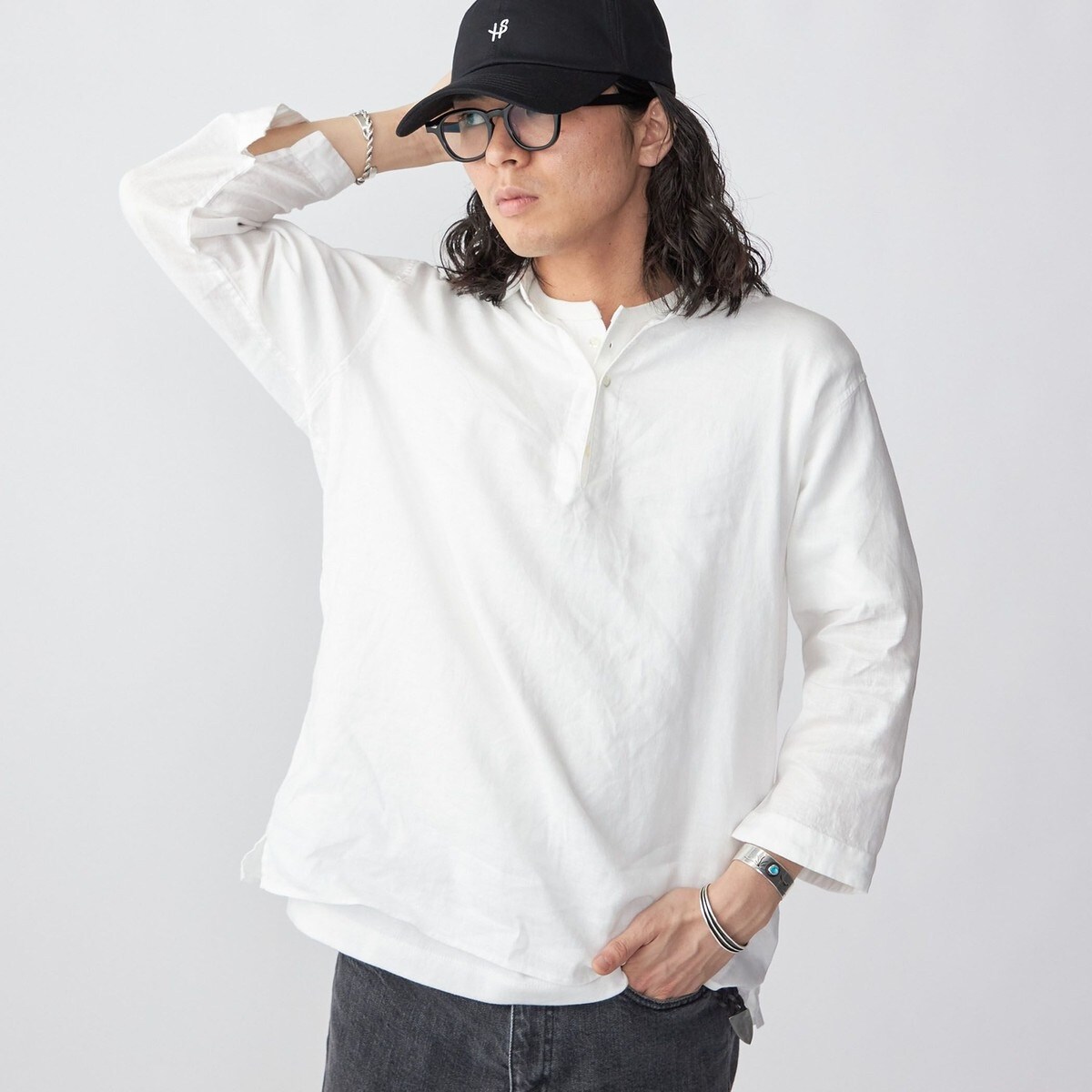 SHIPS SAFILIN社 カプリシャツ L オリーブ SOLOTEX（R） SHIPS（シップス）の「SHIPS: SOLOTEX(R) サフィラン リネン