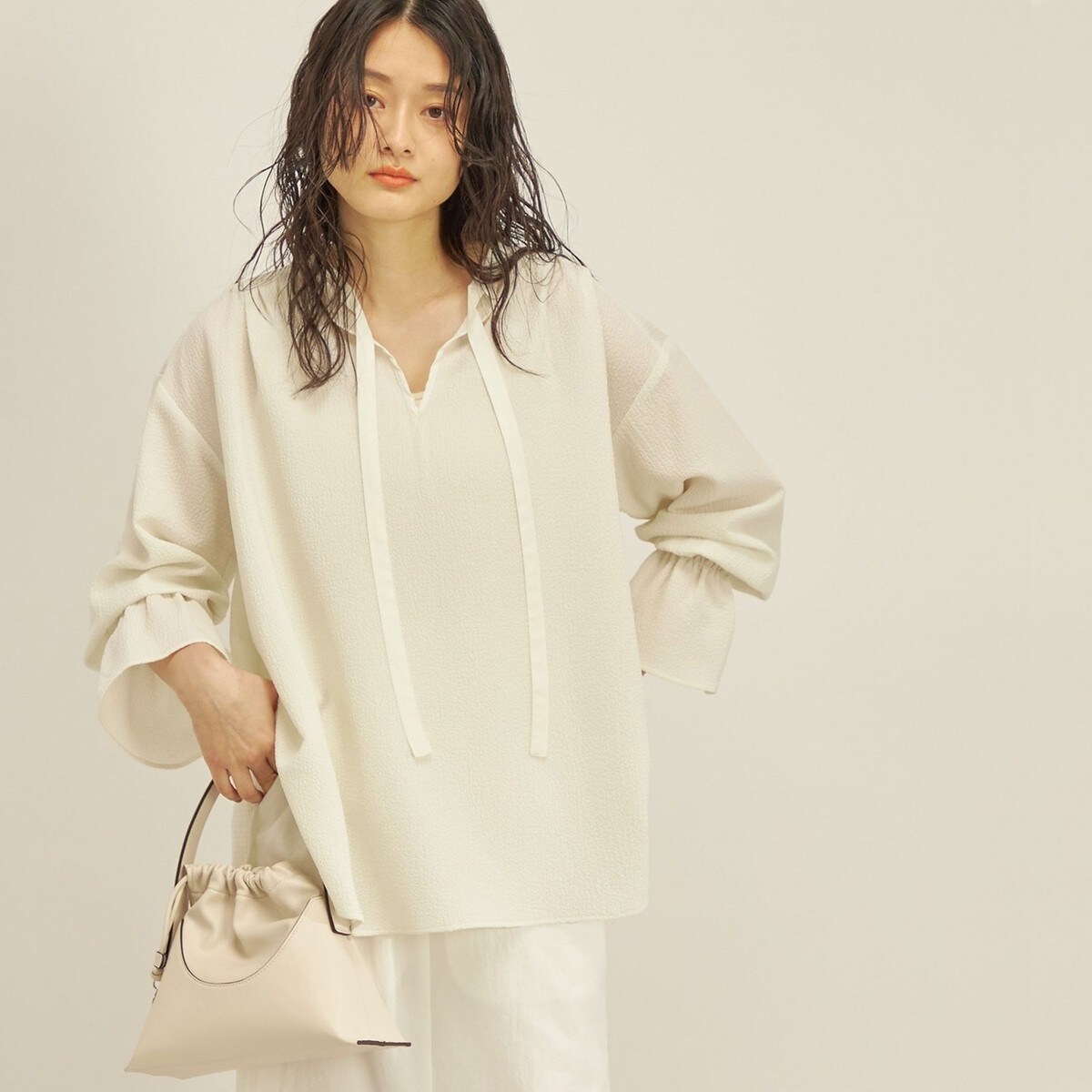 洗濯機可能〉リンクル スキッパー ブラウス | シップス(SHIPS