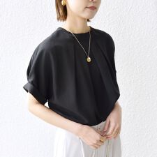 WEB限定】〈洗濯機可能〉麻混 フロント タック ドルマン ブラウス 