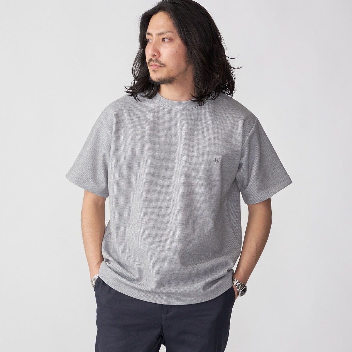 WEB限定】SHIPS: ワンポイント ロゴ バーズアイ Tシャツ 24SS