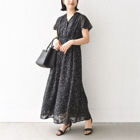 23ss ワンピース フリンジ 花柄 フラワー ジャガード（洗濯機可能 