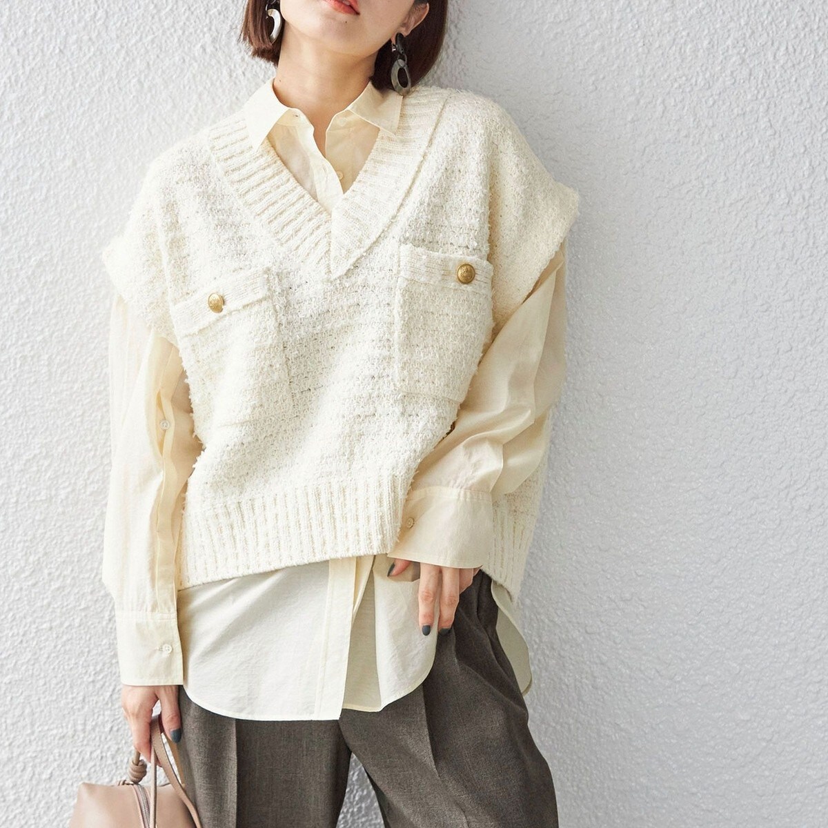 手洗い可能〉ニット ツイード Vネック ベスト ◇ | シップス(SHIPS