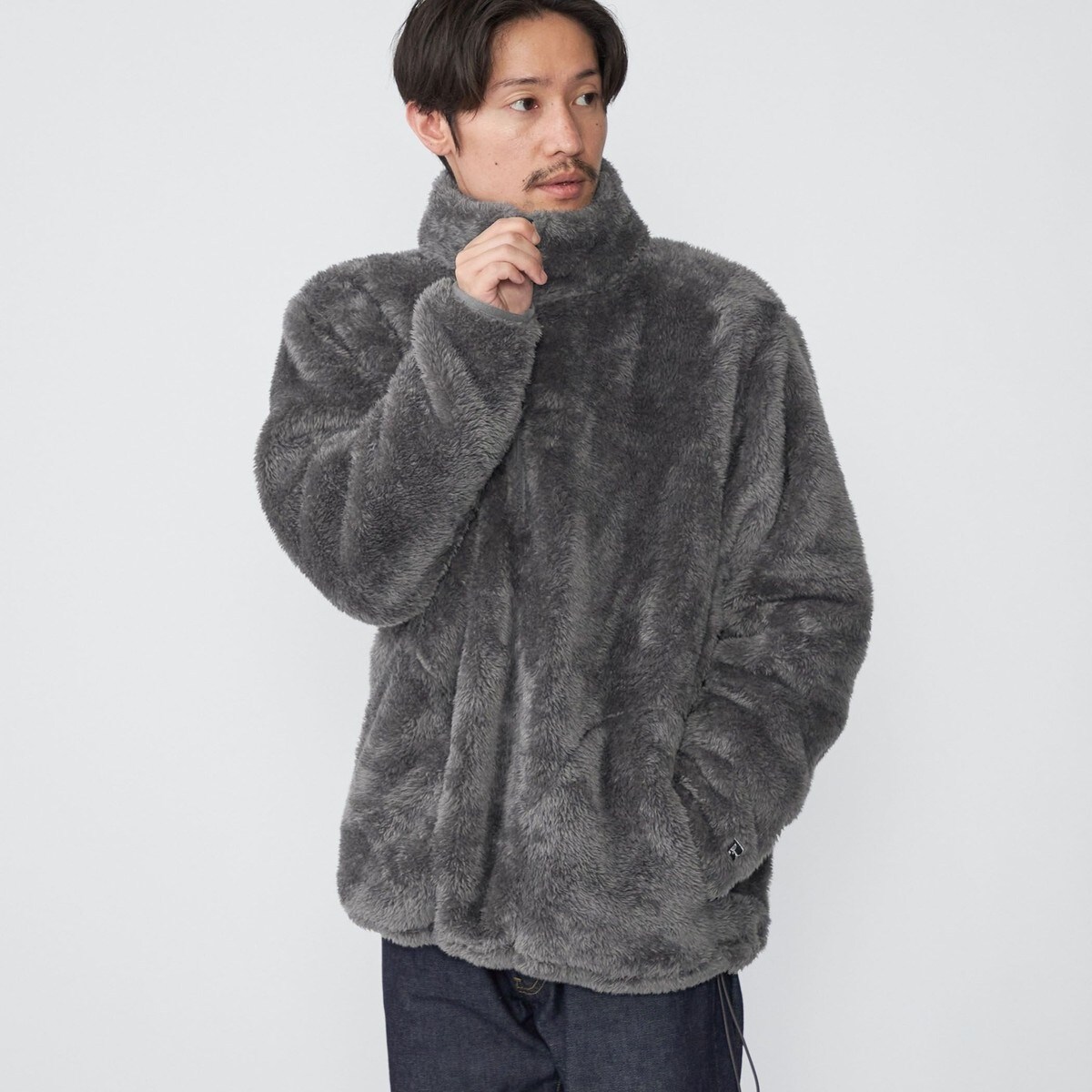 SHIPS別注】RUSSELL ATHLETIC: シャギーフリース ハーフジップ プル