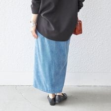 〈手洗い可能〉ストレッチ混 細 コーデュロイ ポケット スカート ◇