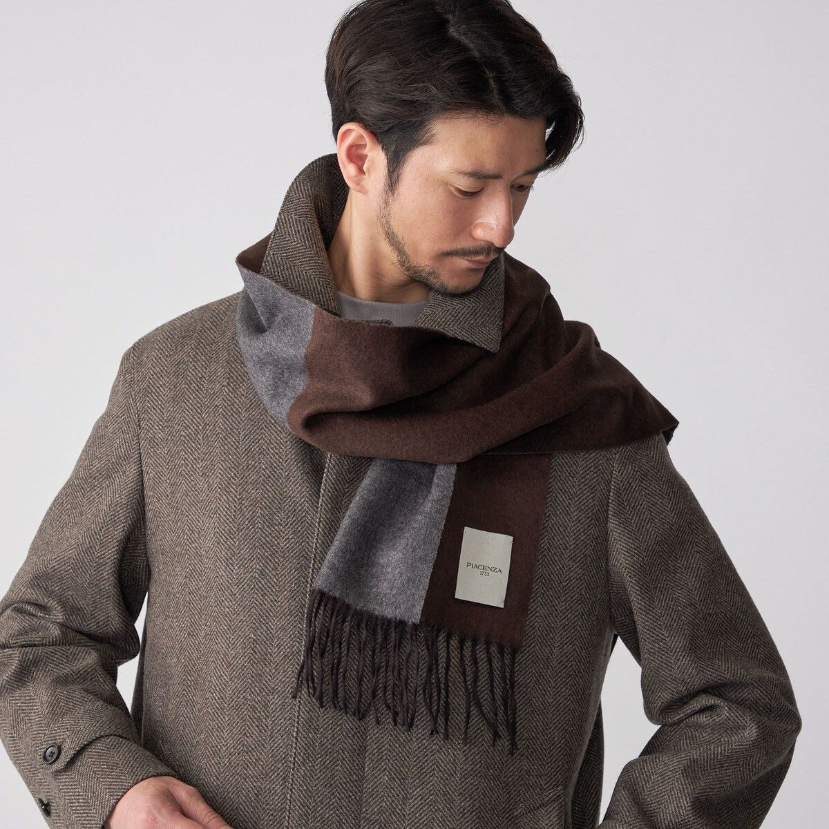 SHIPS別注】PIACENZA: シルク カシミヤ リバーシブル マフラー