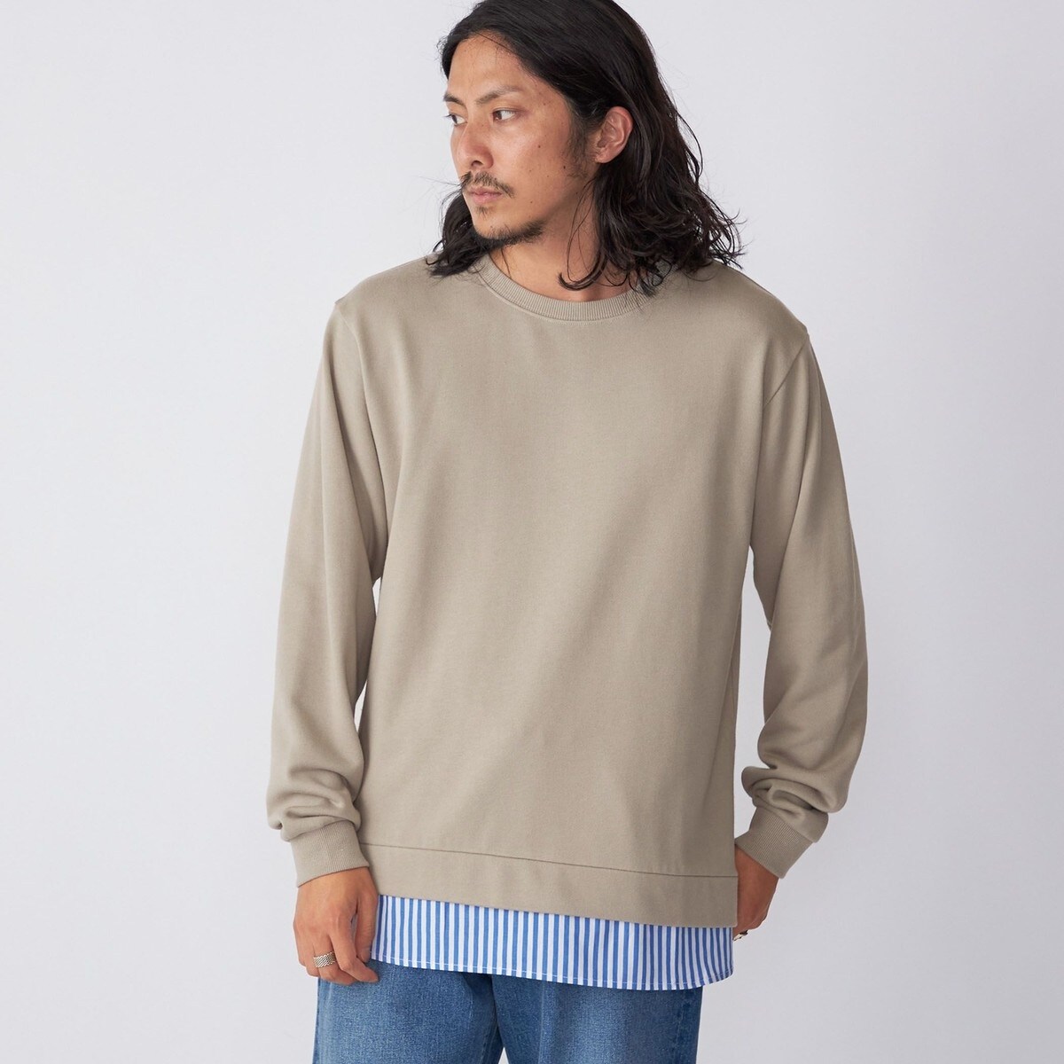 【関税込み】Juun.J グレー クルーネック スウェットシャツ Juun.J（ジューン・ジェイ）メンズ トレーナー・スウェット