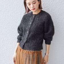 〈手洗い可能〉グリッター ラメ クルーネック カーディガン ◇