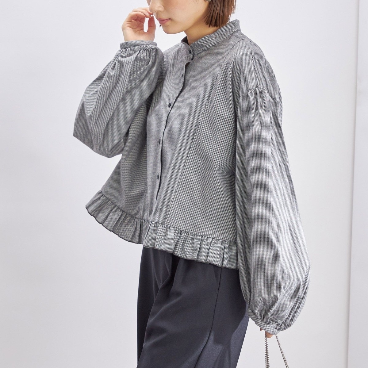 〈手洗い可能〉綿 チェック フリル ペプラム ブラウス◇ 手洗い可能〉綿 チェック フリル ペプラム ブラウス◇｜ SHIPS