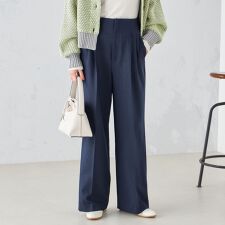 〈手洗い可能〉ウールライク ウエスト タック パンツ