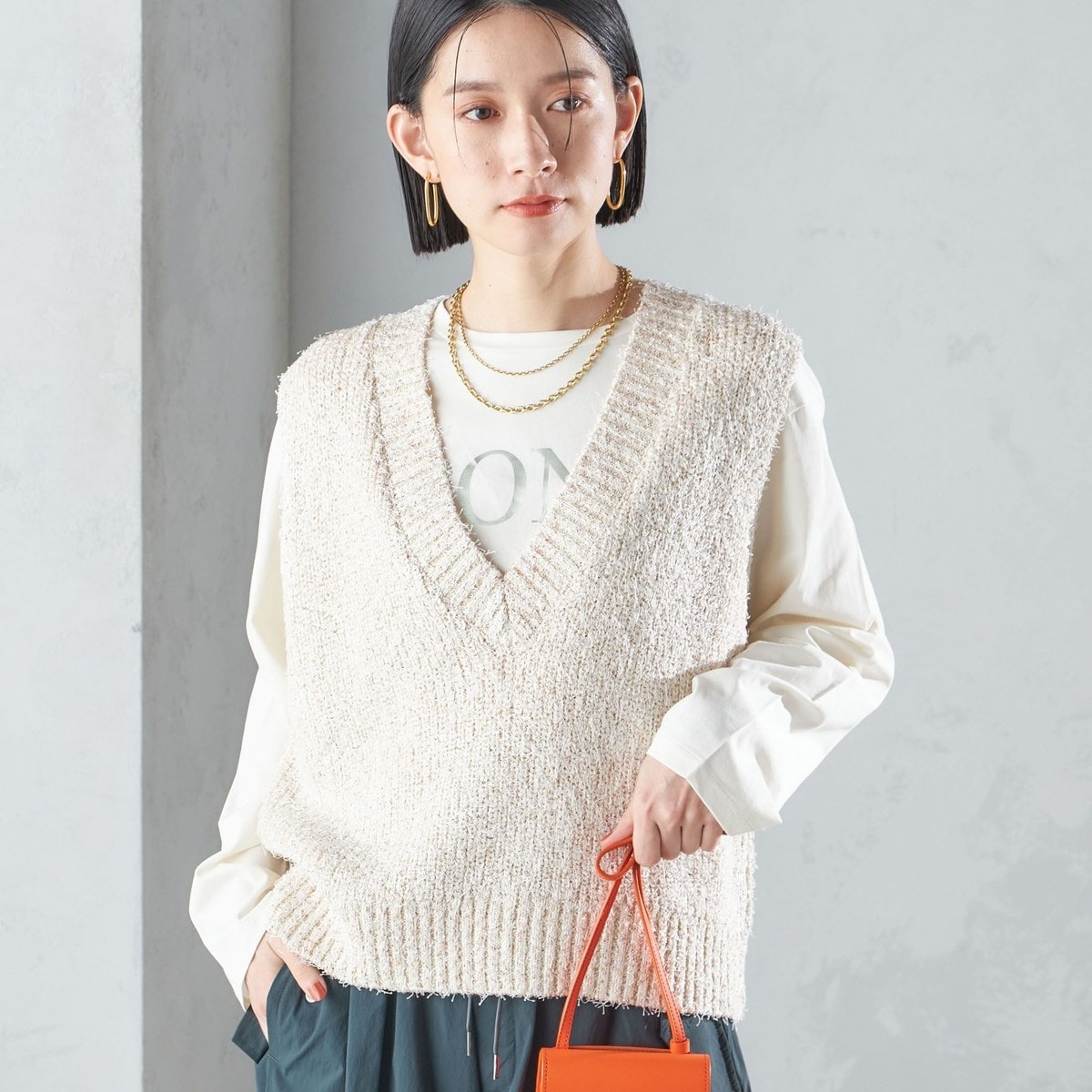 手洗い可能〉カール ヤーン スパンコール ベスト 24SS