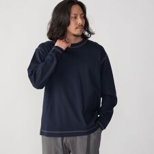 SHIPS: ハニカム メッシュ カラーステッチ 長袖 Tシャツ
