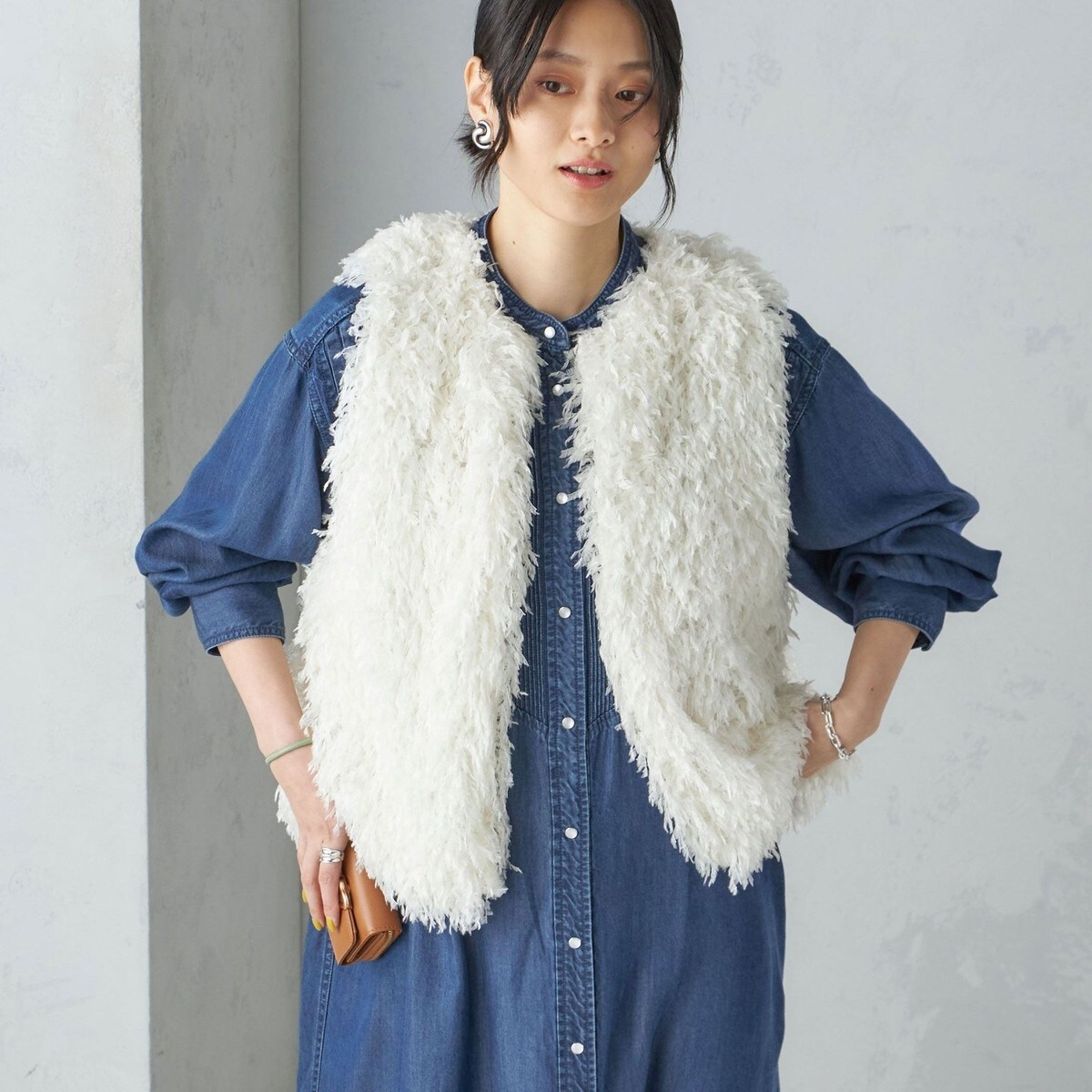 ベスト ジレ SHIPS Primary Navy Label:「手洗い可能」スクエア キルト