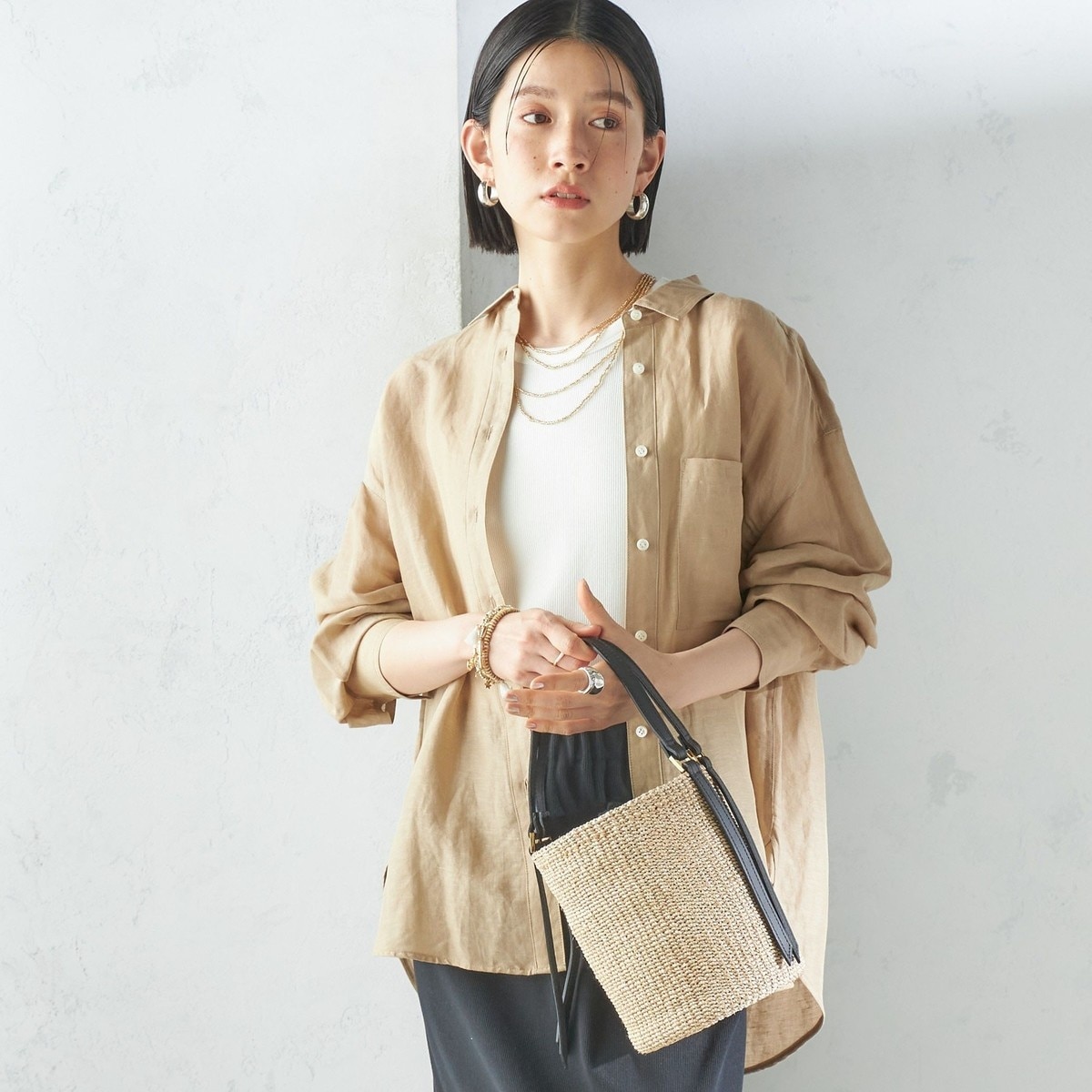 ゆ*ー様 SHIPS any:REPREVE バンド カラー シャツ SHIPS any:〈洗濯機可能〉REPREVE バンド カラー シャツ