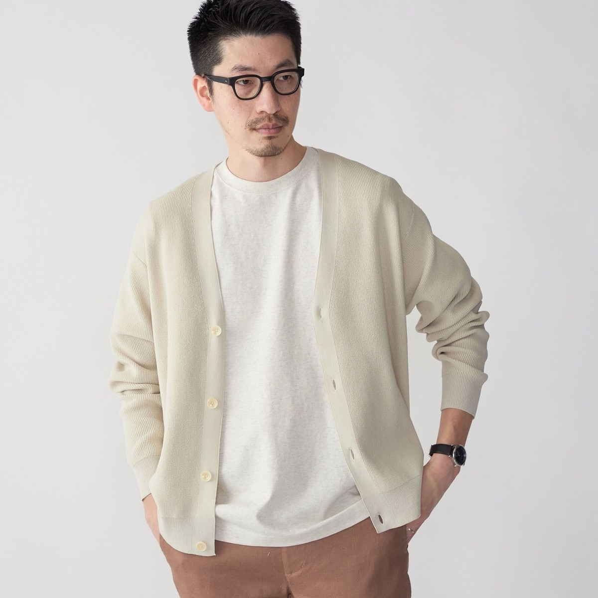 SHIPS:〈手洗い可能〉コットン カシミヤ クルーネック カーディガン