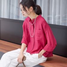 《一部追加予約》〈手洗い可能〉シルク混 シアー 羽織 シャツ