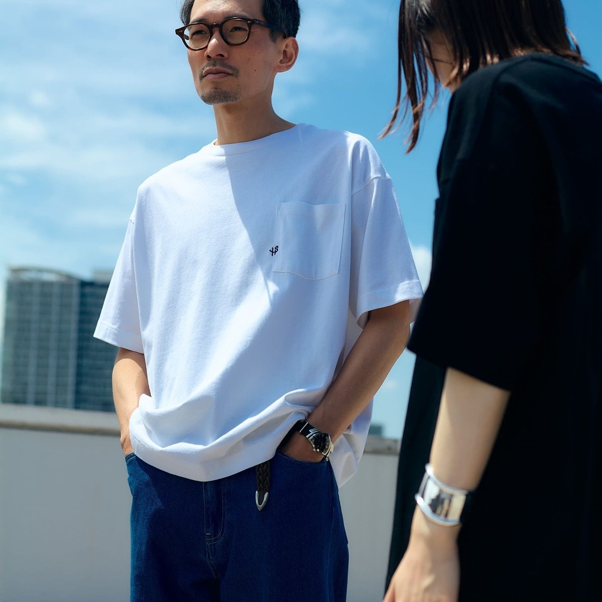 WEB限定】SHIPS:〈汗染み防止加工〉ワンポイントロゴ ビッグ