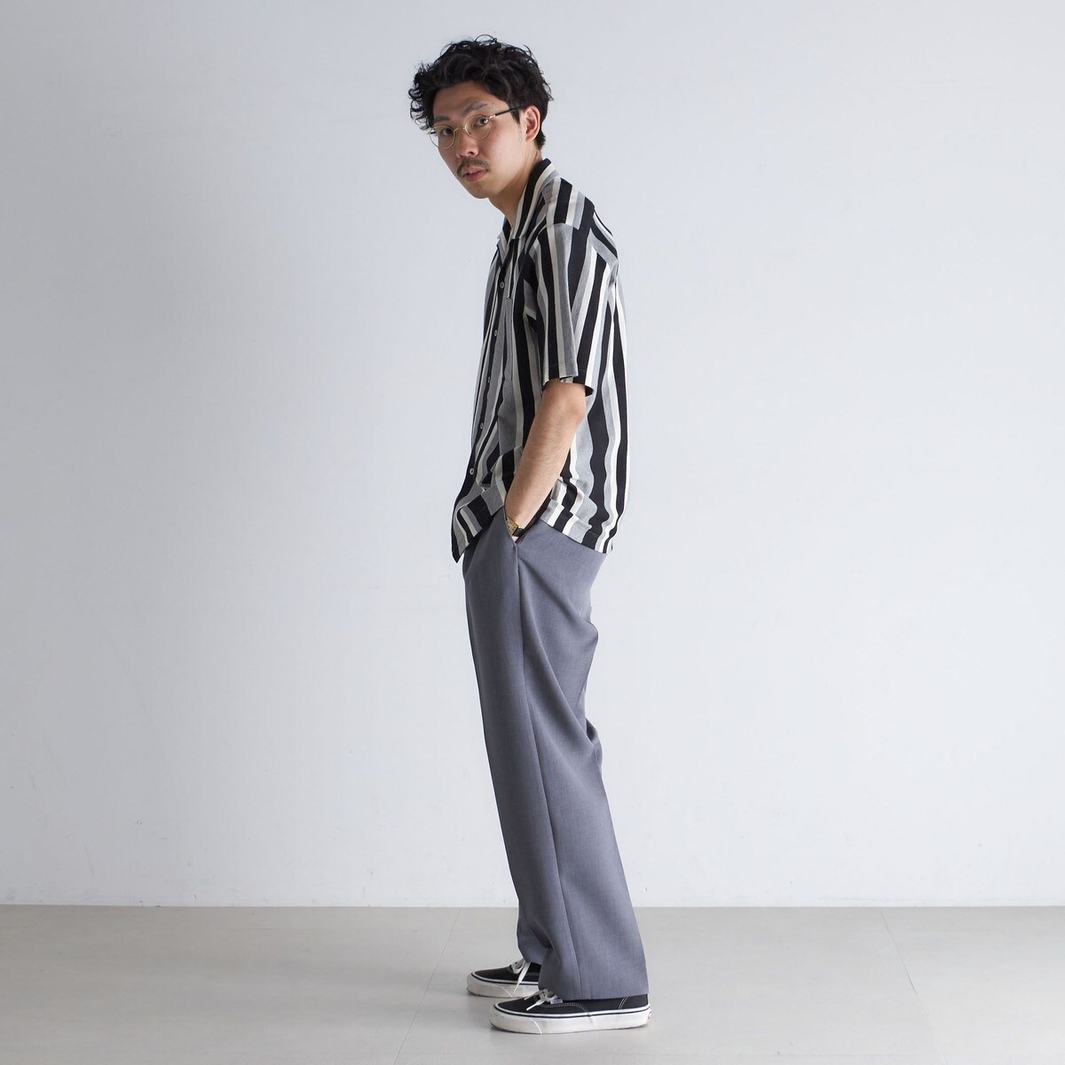 ストライプ オープンカラー シャツ ドロップショルダー お洒落 UNITED ARROWS green label relaxing｜ウォッシャブルトロ