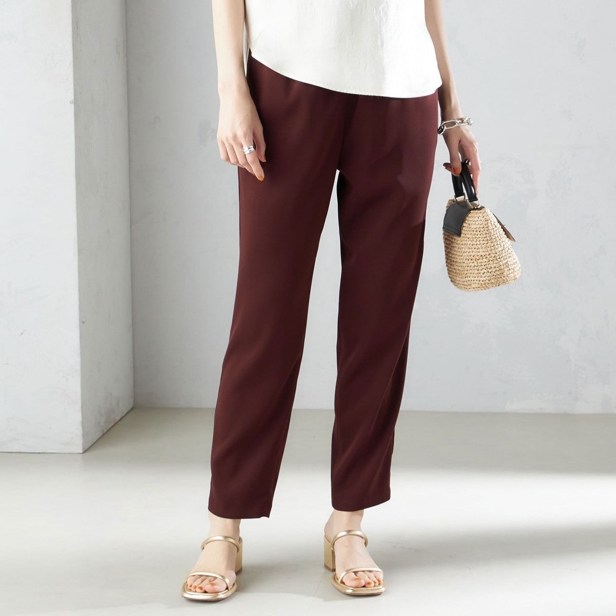 〈手洗い可能〉トリアセテート ドロスト  テーパード パンツ