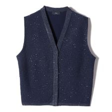SHIPS Primary Navy Label:〈手洗い可能〉スパンコール ジレ
