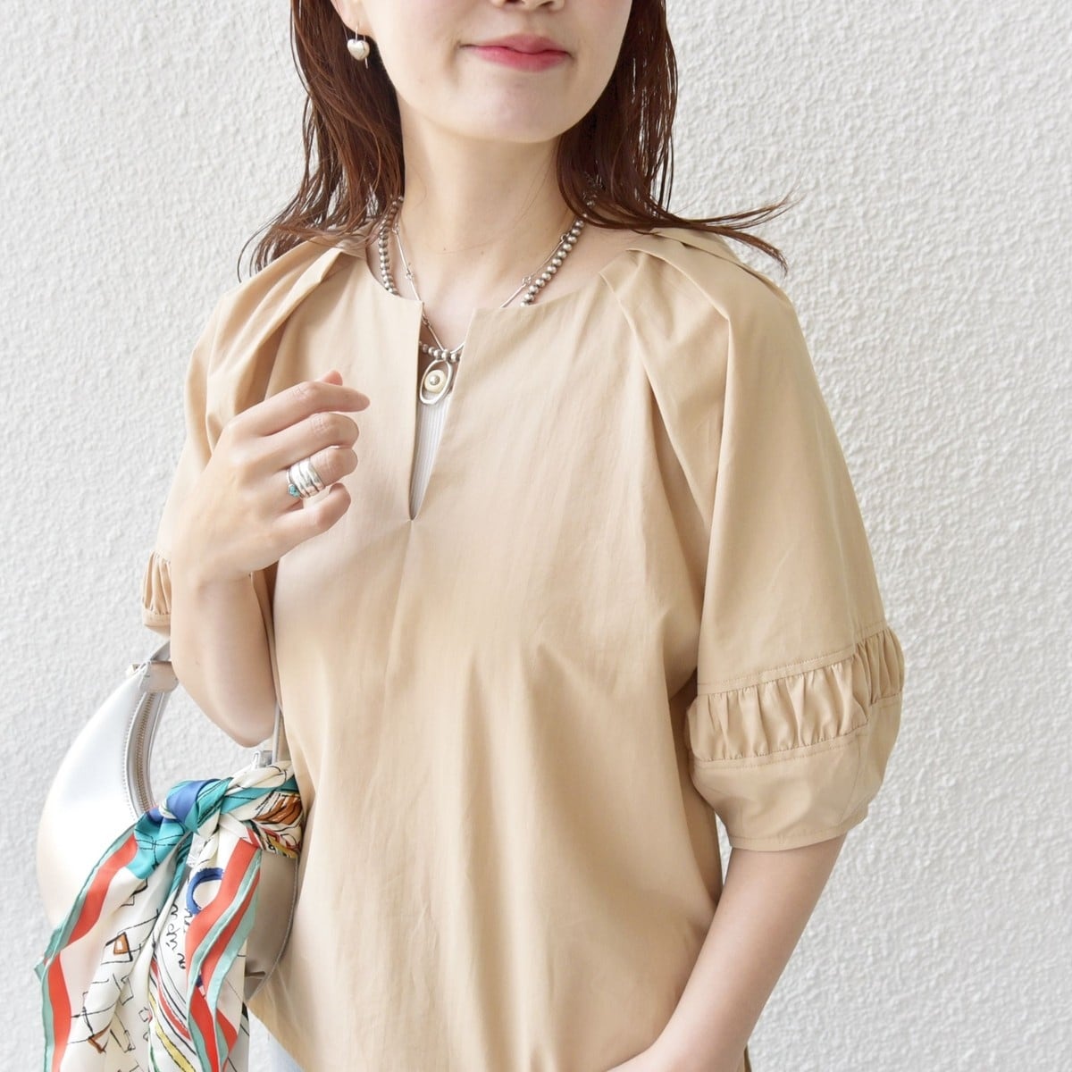 手洗い可能〉タック バルーン スリーブ 5分袖 ブラウス | シップス