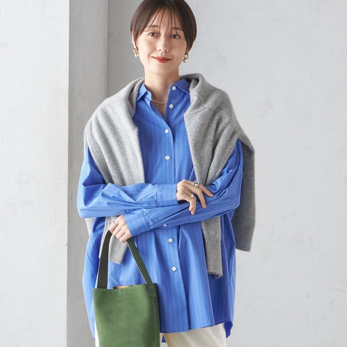 SHIPS Primary Navy Label:麻 レーヨン ノーカラー 羽織