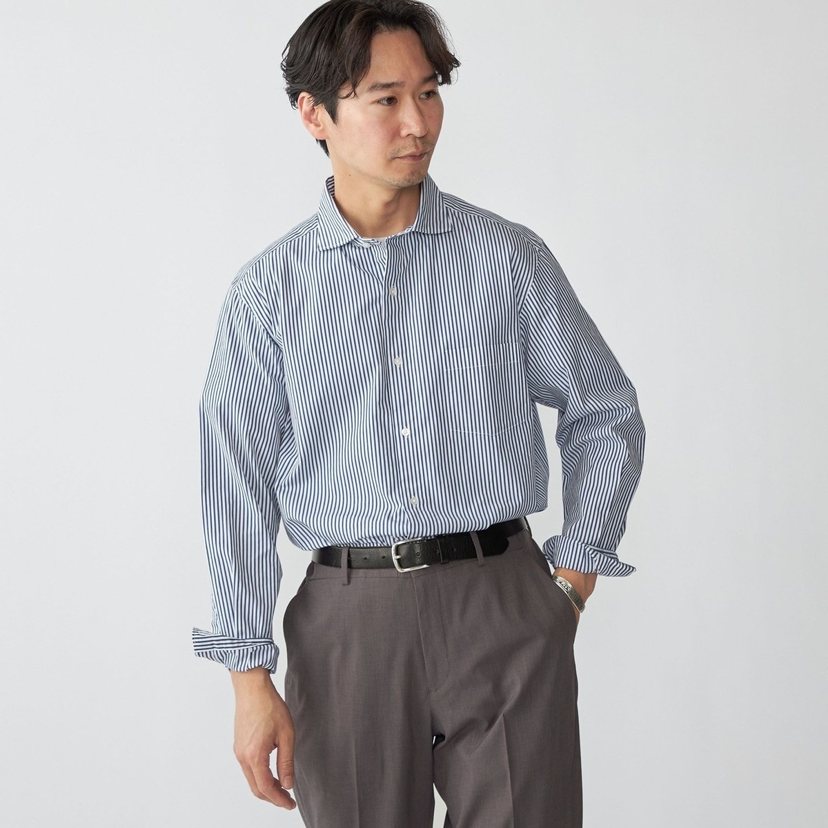 SHIPS:カラミ 無地 ボタンダウン 半袖シャツ | シップス(SHIPS