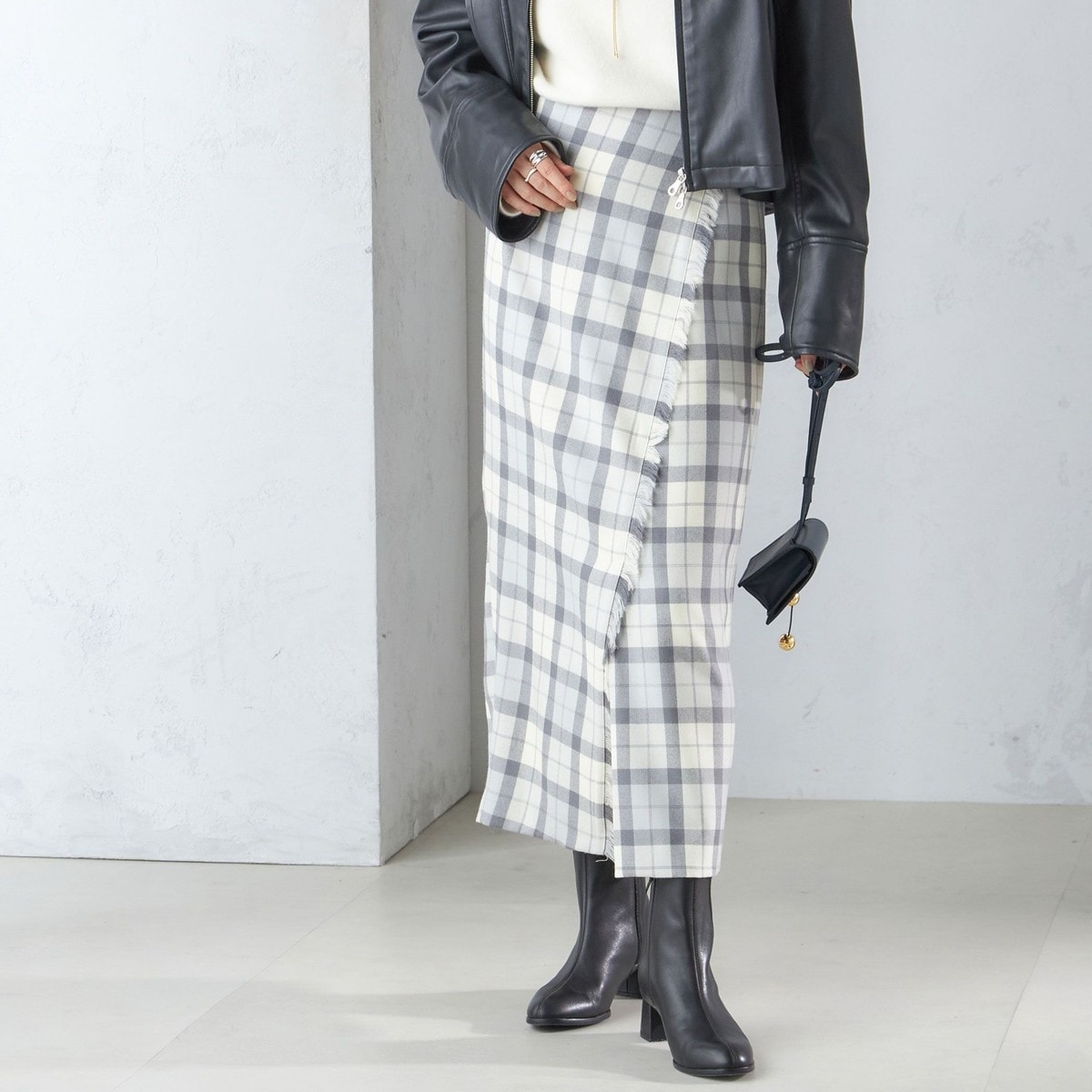ウール混 チェック タイト スカート（セットアップ対応） | シップス