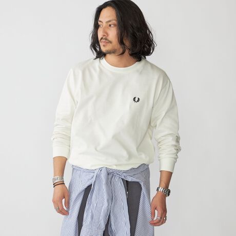 【シップス】【SHIPS別注】FRED PERRY: COOLMAX(R) 鹿の子 ワンポイント ロゴ Tシャツ