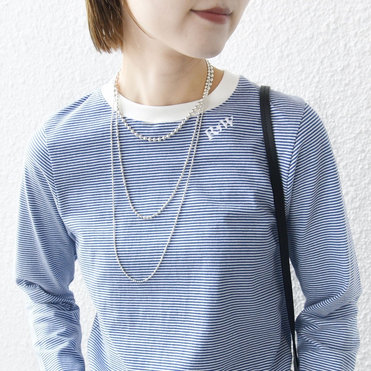 洗濯機可能〉刺繍 デザイン ボーダー リンガー TEE | シップス