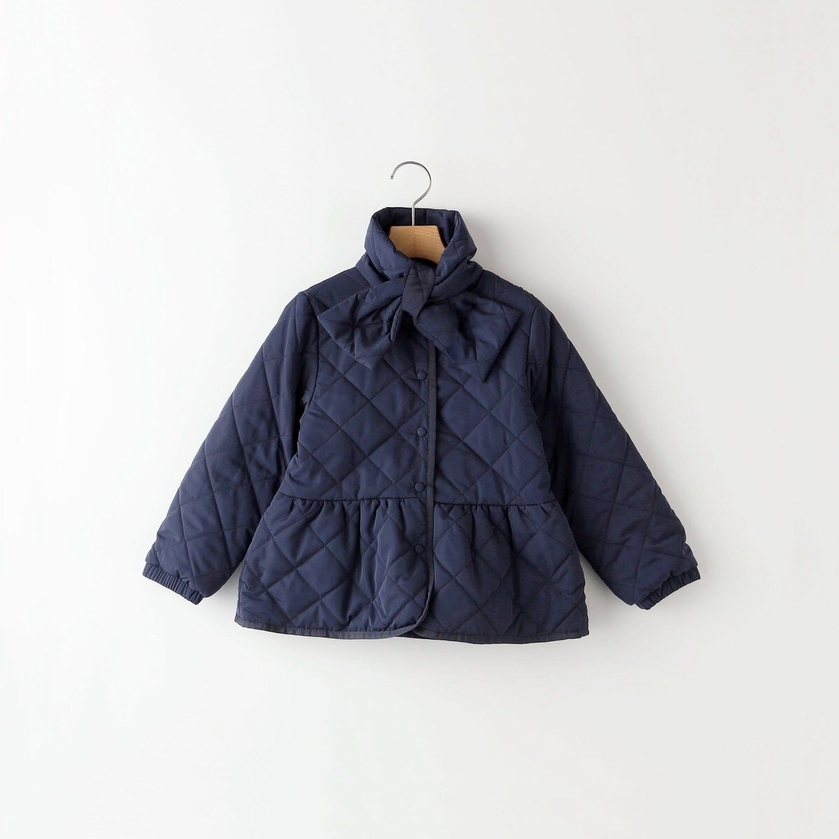 JS ネイビー SHIPS KIDS:80～90cm /〈撥水/洗濯機可能〉キルト ペプラム