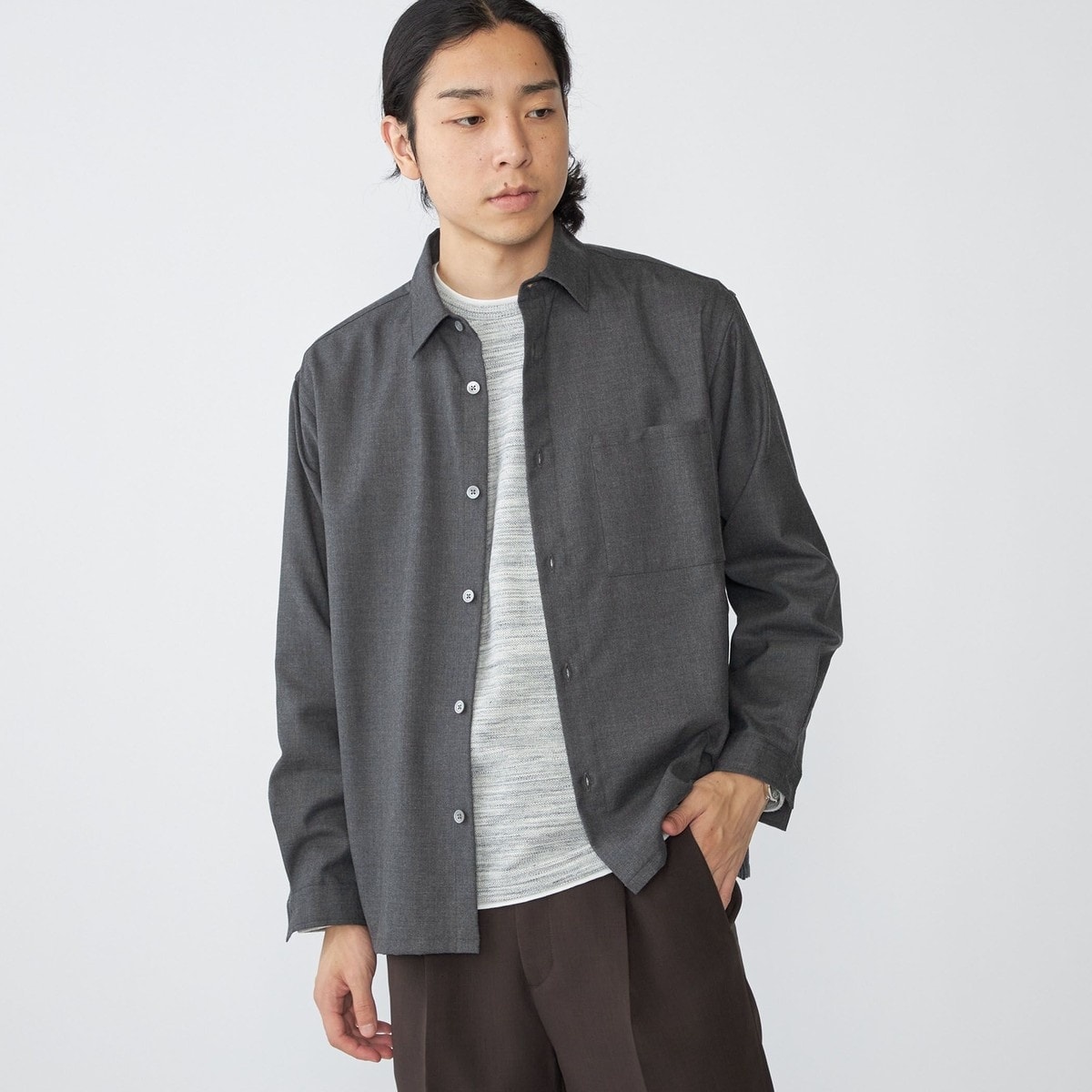 SHIPS: CORDURA(R) ウール リラックス レギュラーカラー シャツ