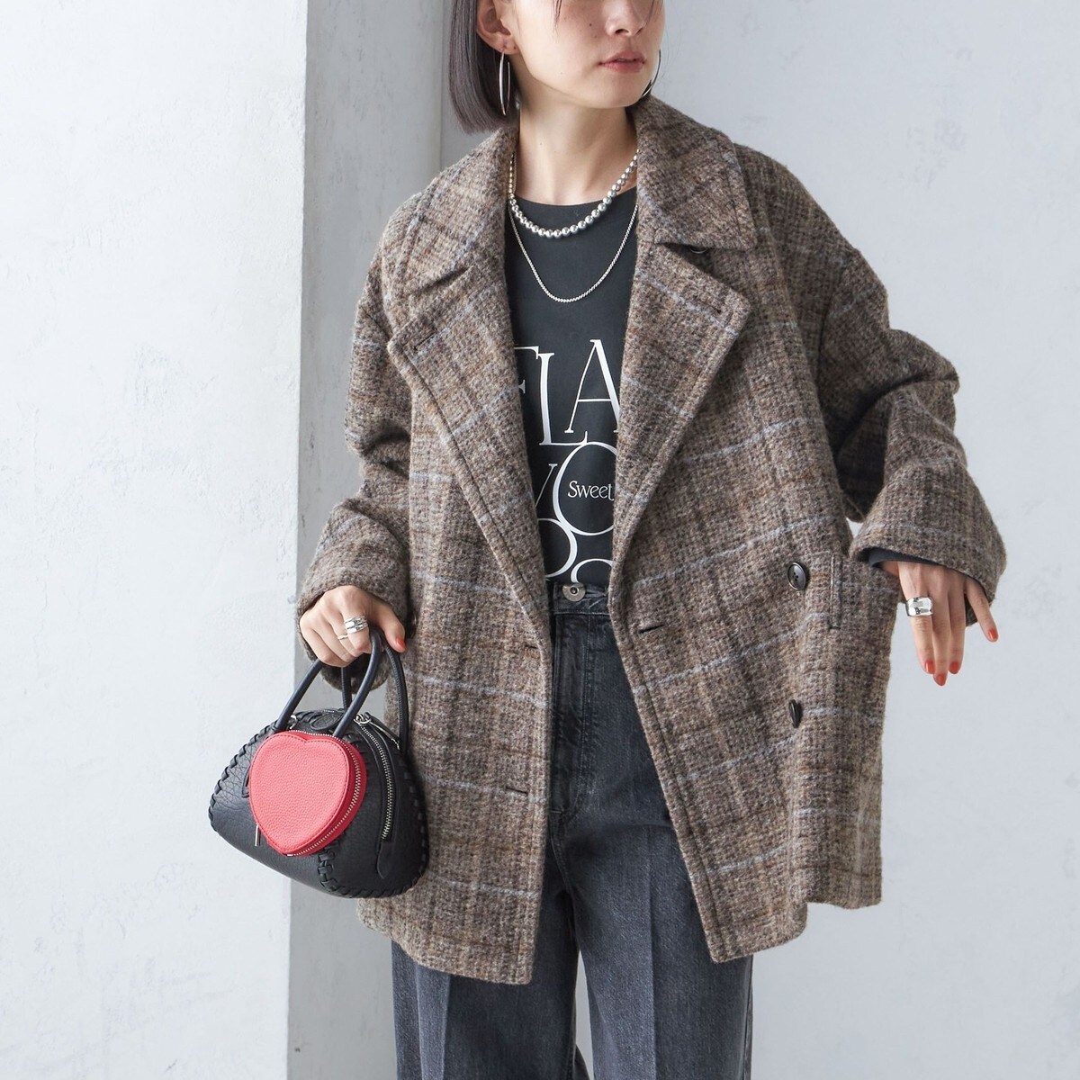 スライバー チェック ショート Pコート | シップス(SHIPS