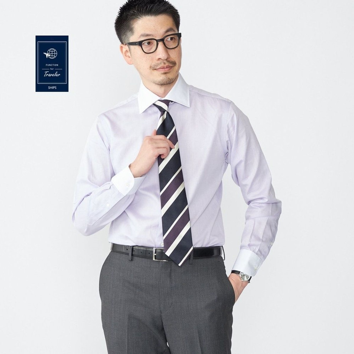 SHIPS:〈FUNCTION〉イージーアイロン オルタネイトストライプ ワイド