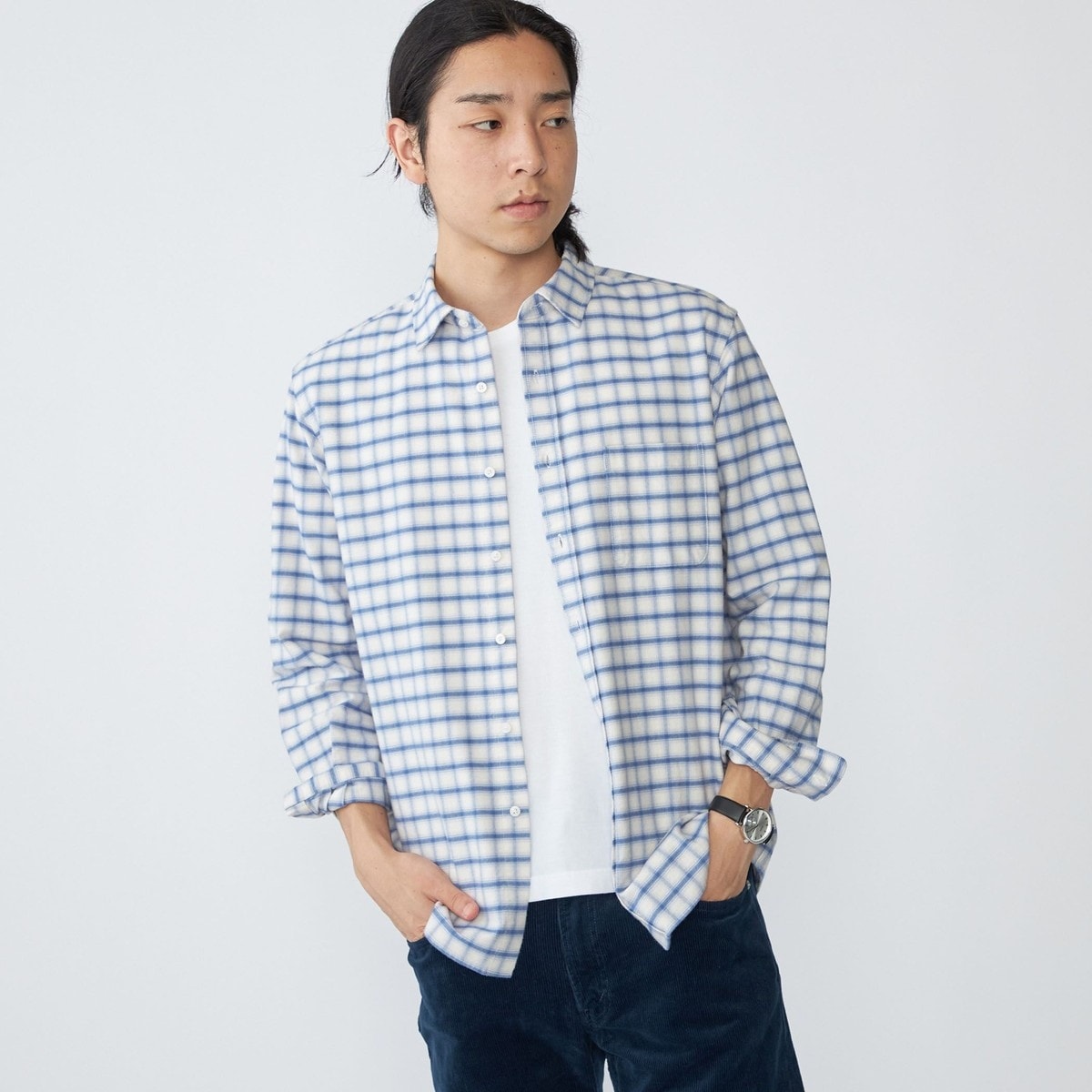 SHIPS: レギュラーカラー オンブレ チェック ネルシャツ | シップス