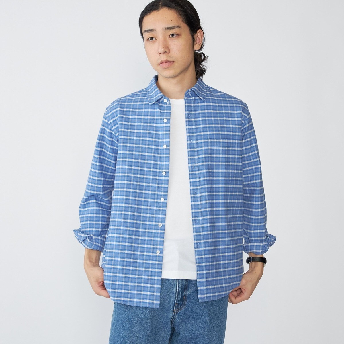 SHIPS: レギュラーカラー オンブレ チェック ネルシャツ | シップス