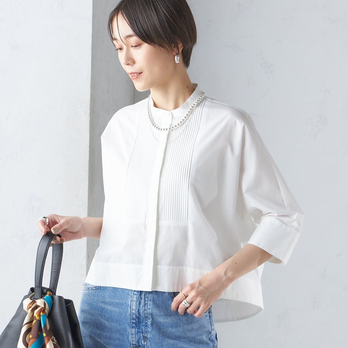 シップス SHIPS コットンシルクローンピンタックブラウス 新作 ships コットンシルクローンピンタックブラウス（シップス