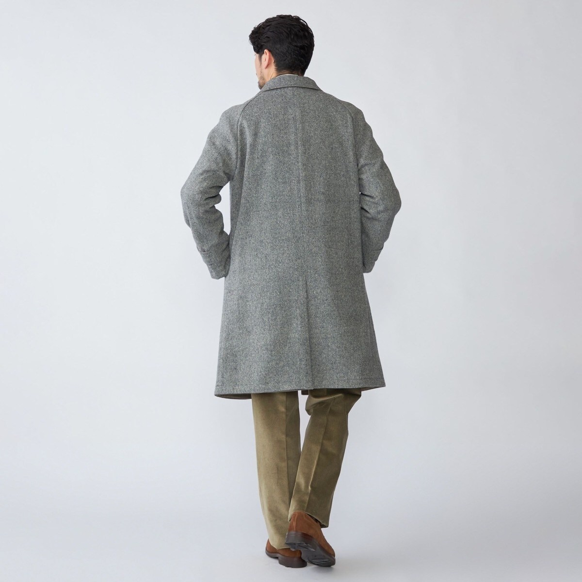 SHIPS: ポリエステル/ウール ヘリンボーンツイード リバーシブル