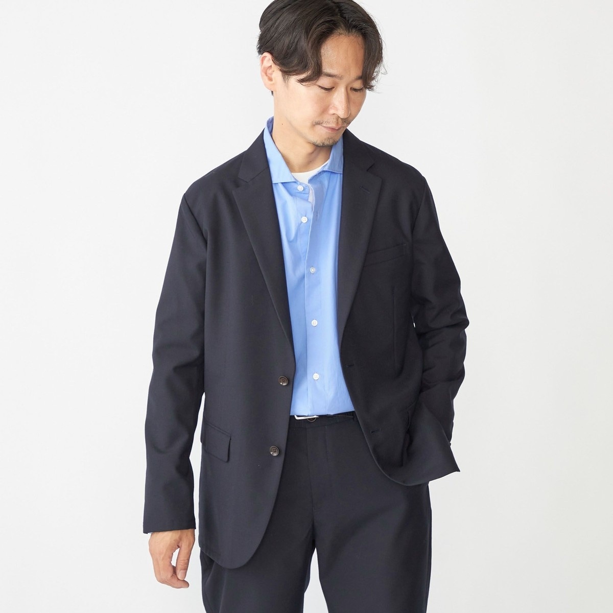 CLASSICO TAPERED】ウールブレンド2釦ジャケット/ネイビー