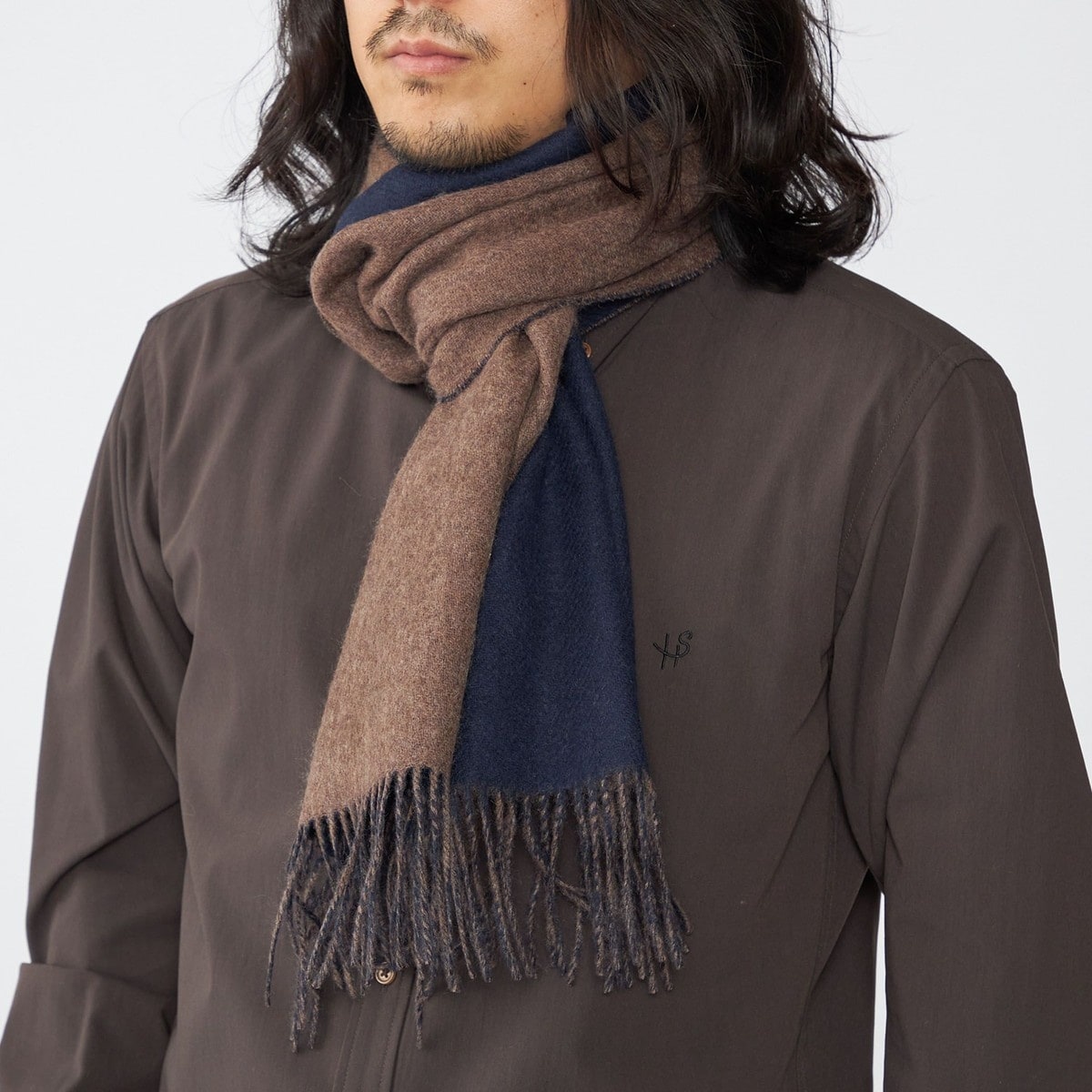 SHIPS シップス パネル カシミヤ ダブルフェイス マフラー SHIPS: パネル カシミヤ ダブルフェイス マフラー | シップス