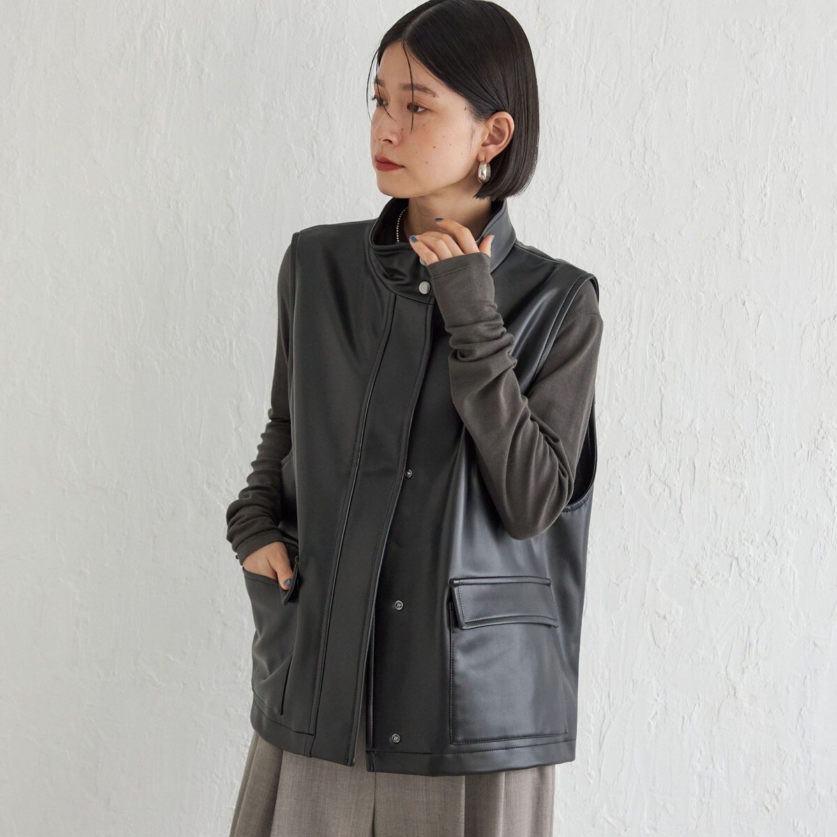 【シップス　ウィメン】Wai＋:スタンドカラー ベスト SHIPS｜Wai+:スタンドカラー ベスト | Rakuten Fashion(楽天