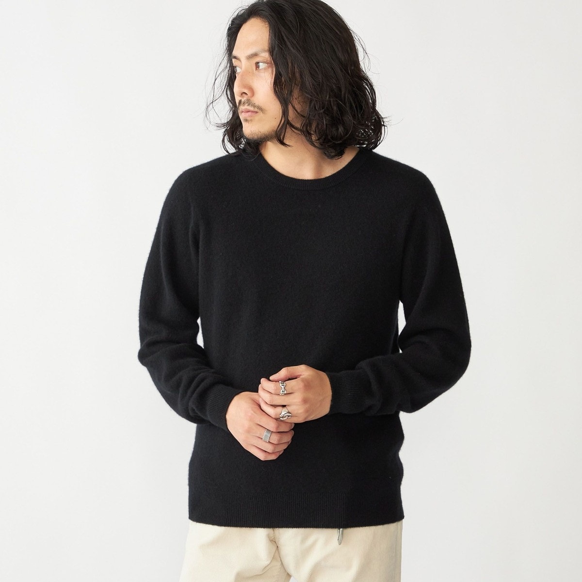 シップス SHIPS any 上質 カシミヤ 羊毛 ニットカーデ ロイヤルブルー