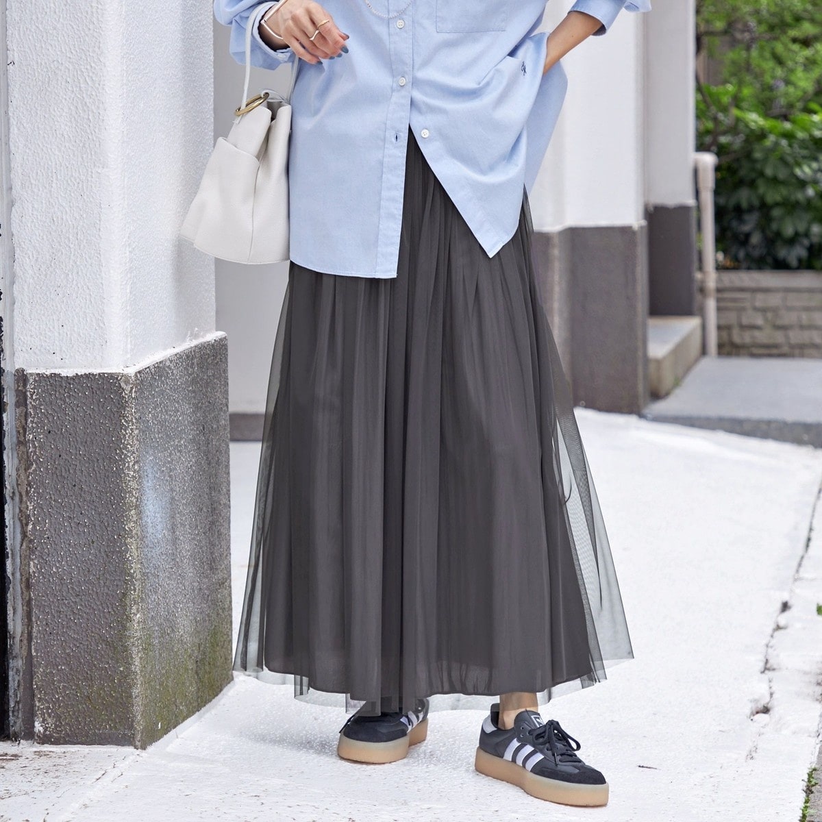 SHIPS グレンチェックボタンフレアスカート SHIPS（シップス）の「グレンチェックボタンフレアスカート