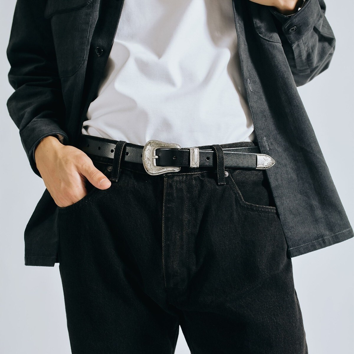 TANNER GOODS ブラックレザーベルト タンナーグッズ レザーベルト ブラック ブラックバックル