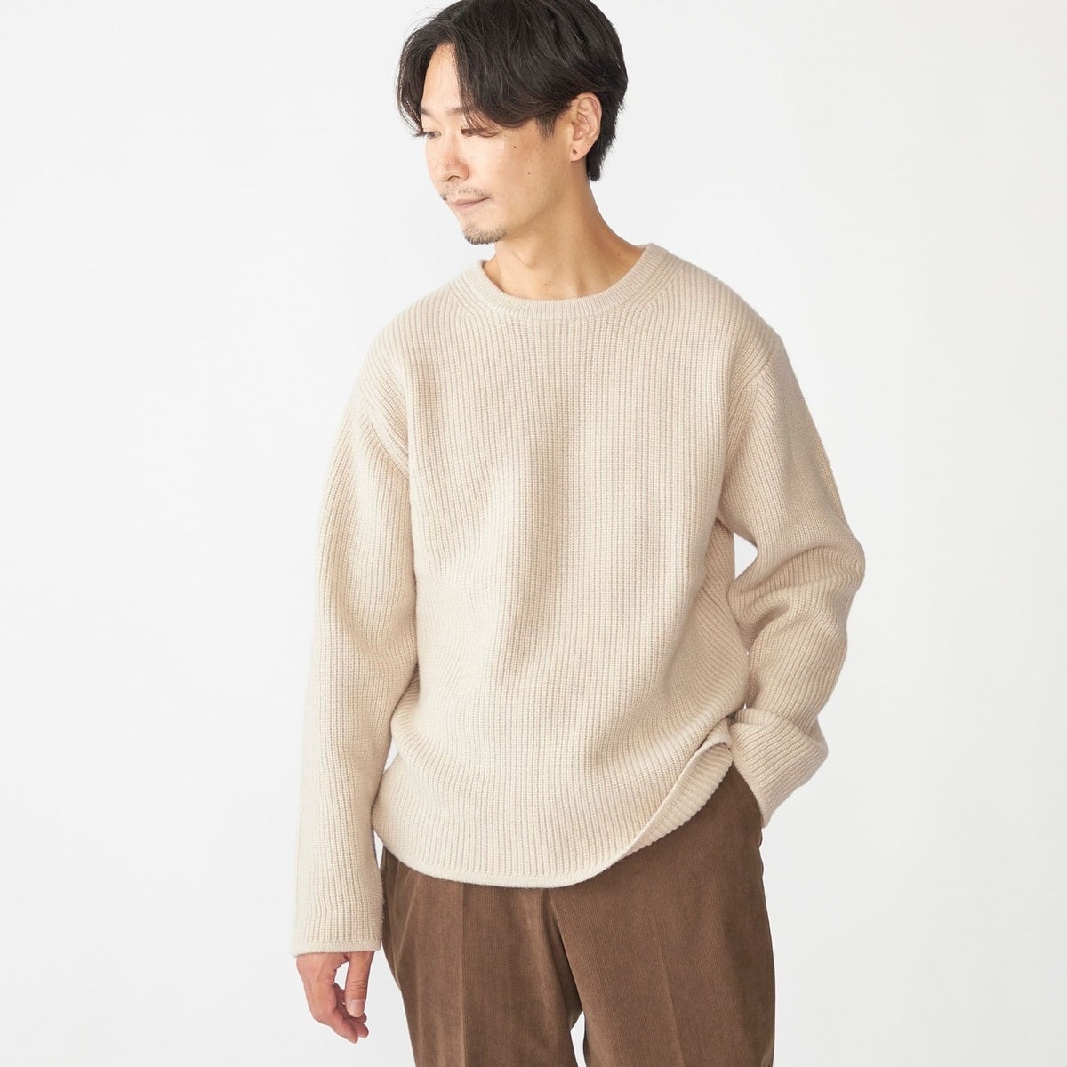 SHIPS　　シップス　　オフホワイト　ウールカシミヤクルーネックプルオーバー セール】 ウールカシミヤクルーネックプルオーバー2◇ （ニット
