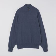 ALANPAINE 12ゲージ ウール/コットン クォータージップ モックネック ニット