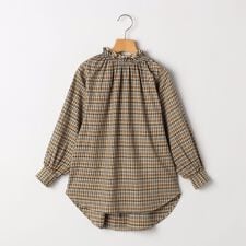 ARCH&LINE:125～145cm / オーガニック コットン チェック フリル ブラウス