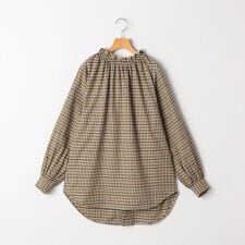 ARCH&LINE:155cm / オーガニック コットン チェック フリル ブラウス