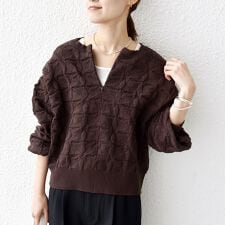 シップス(SHIPS)の《一部追加予約》【WEB限定】〈洗濯機可能〉2WAY フラワー ジャカード ハーフ ジップ プルオー