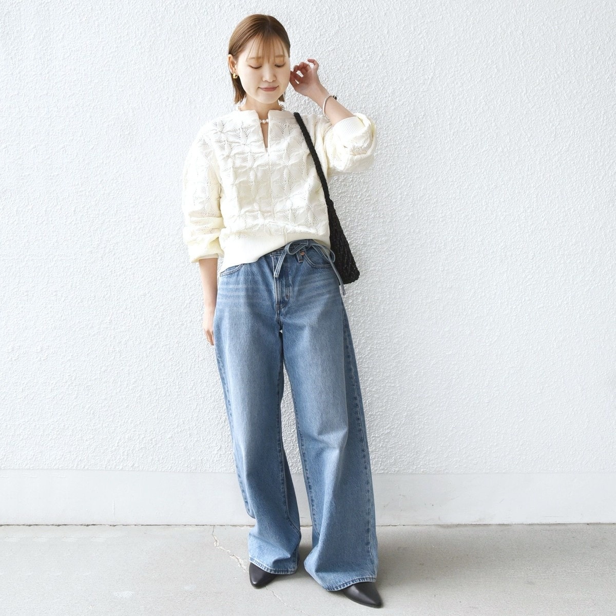 WEB限定】〈洗濯機可能〉2WAY フラワー ジャカード ハーフ ジップ プル  